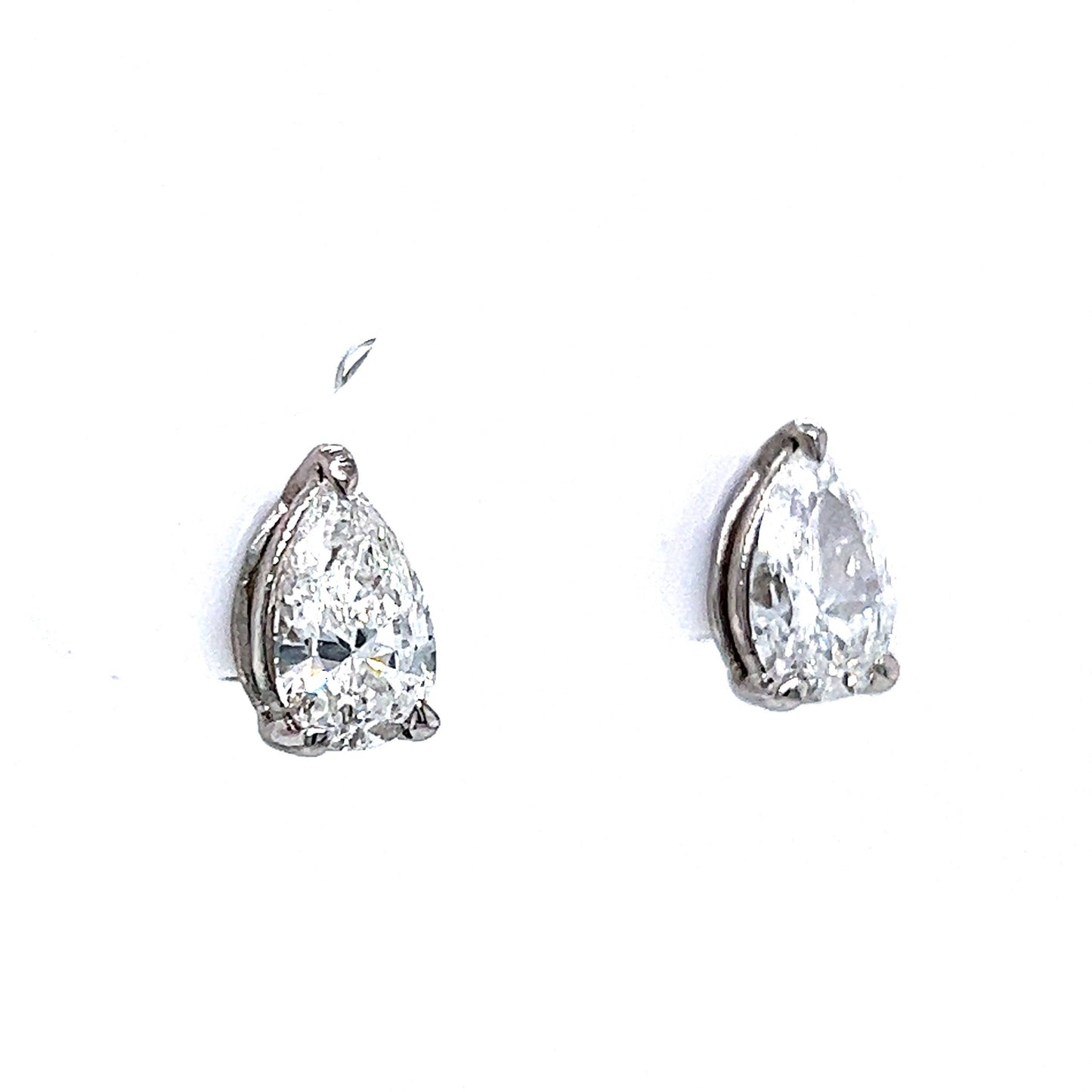 Modern Pear Cut Diamond Stud Earrings in 14k White Gold