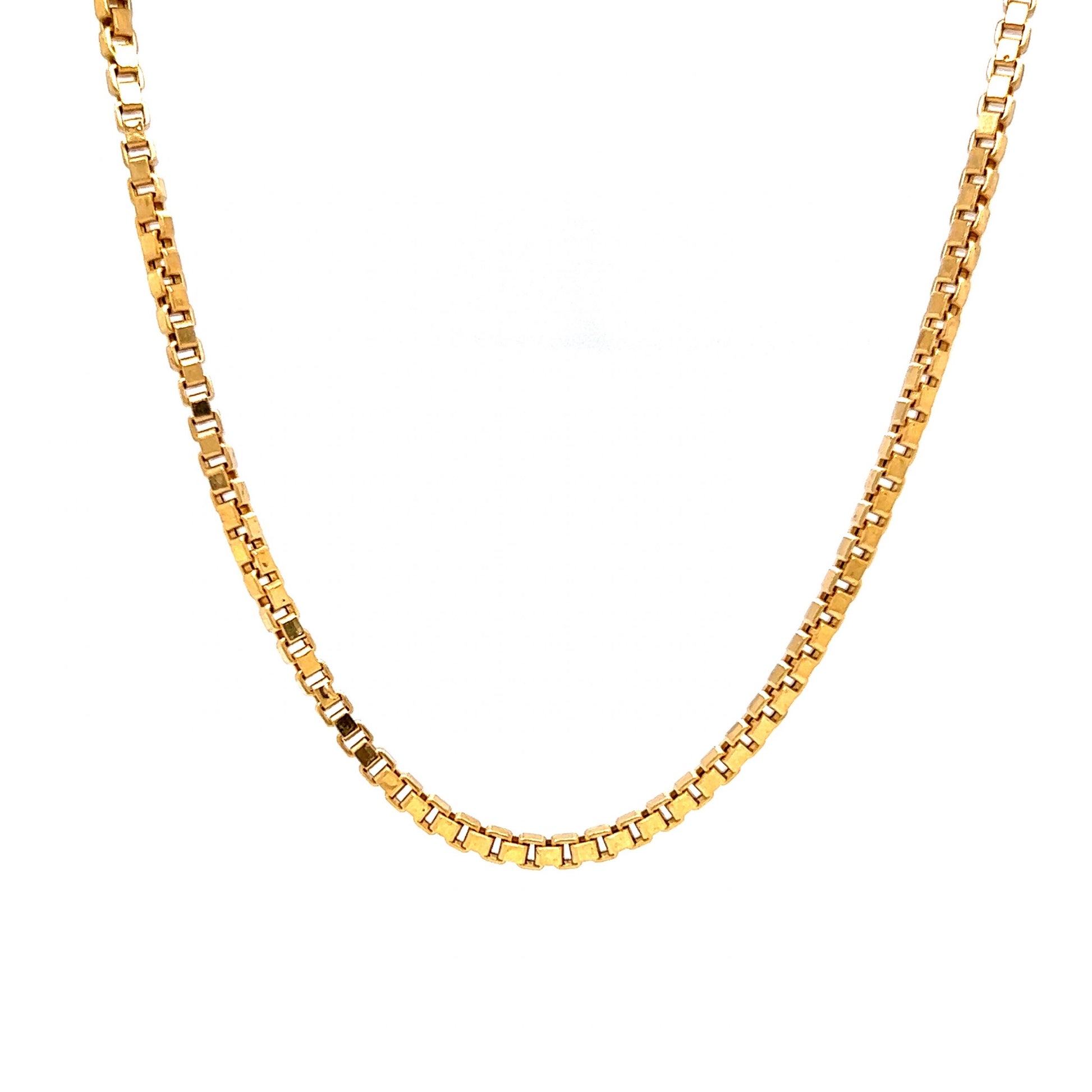 18 Inch Box Chain Necklace in 14k Yellow Gold – Filigree Jewelers