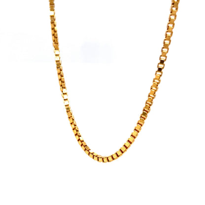 18 Inch Box Chain Necklace in 14k Yellow Gold