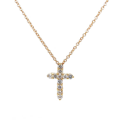 .59 Diamond Cross Pendant Necklace in 14k Yellow Gold