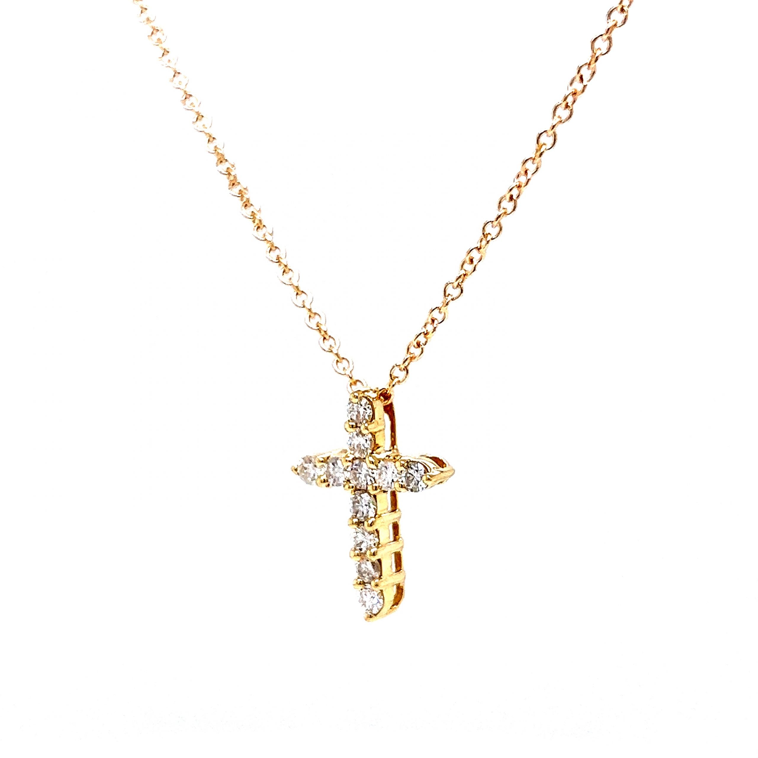 59 Diamond Cross Pendant Necklace in 14k Yellow Gold - Filigree