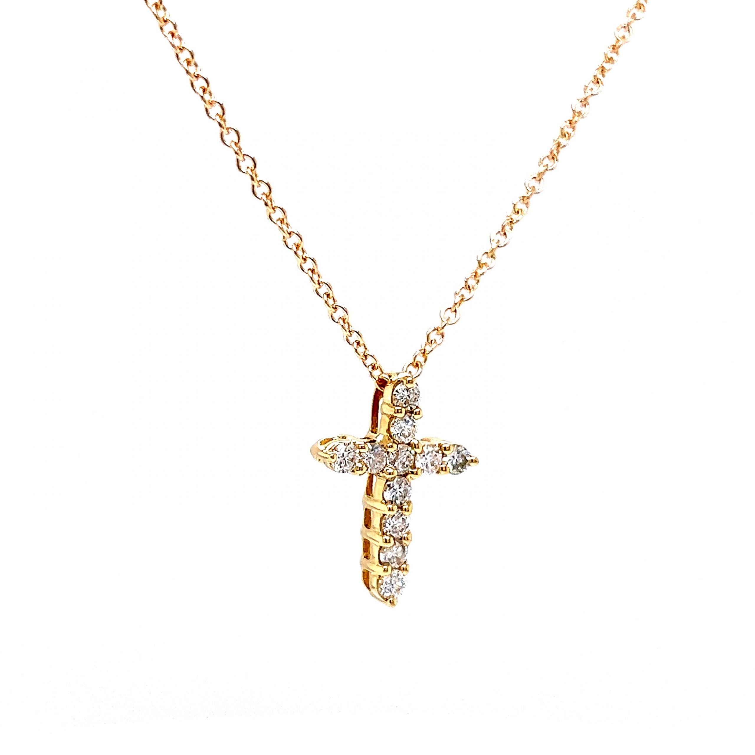 59 Diamond Cross Pendant Necklace in 14k Yellow Gold - Filigree