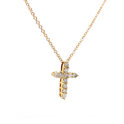 .59 Diamond Cross Pendant Necklace in 14k Yellow Gold