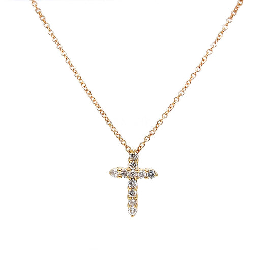 .59 Diamond Cross Pendant Necklace in 14k Yellow Gold