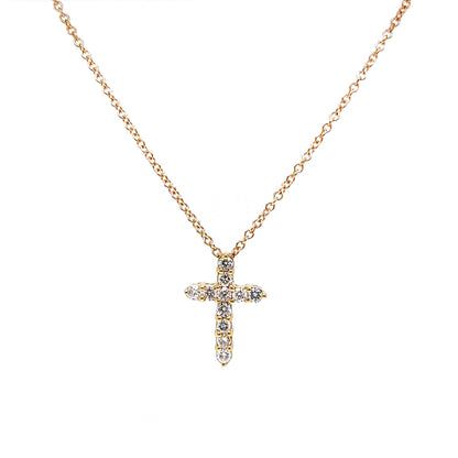 .59 Diamond Cross Pendant Necklace in 14k Yellow Gold