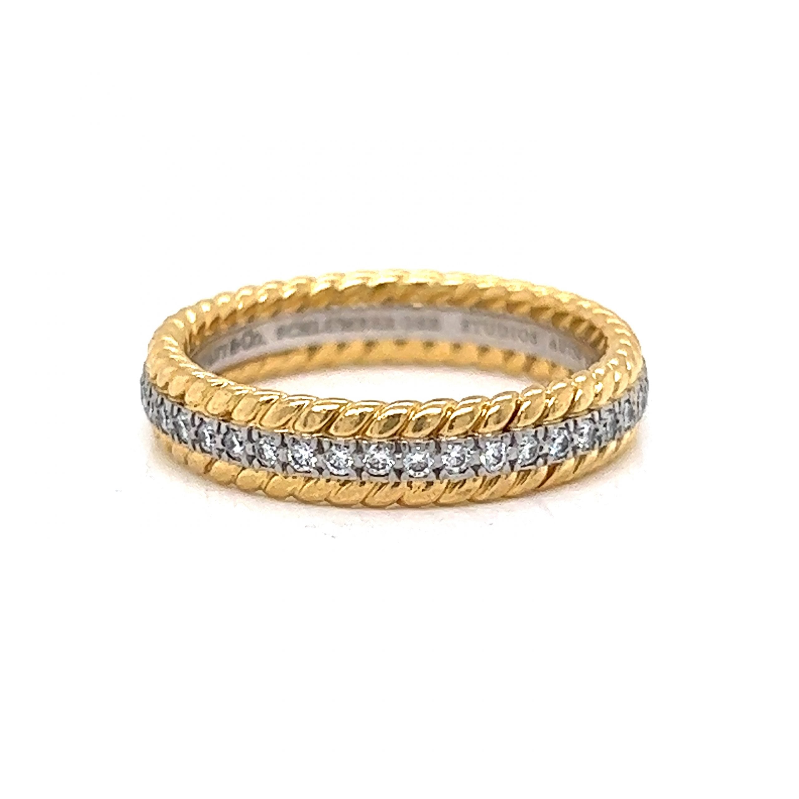 Tiffany Co. Rope Diamond Eternity Band in 18k Gold Platinum Filigree Jewelers