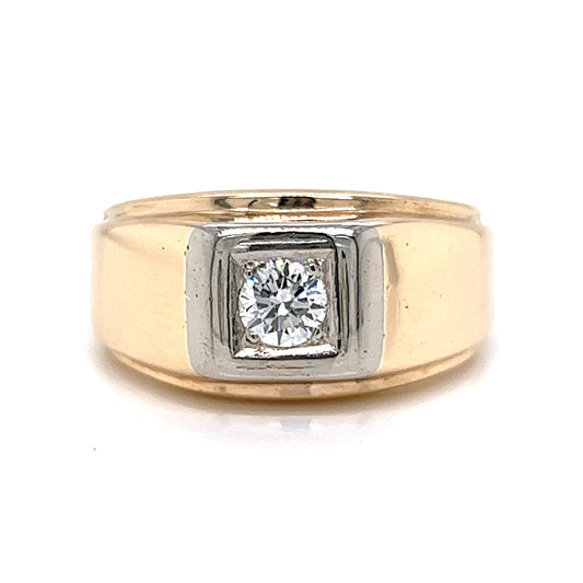 Mid-Century Men's Diamond Ring in 14k Yellow Gold