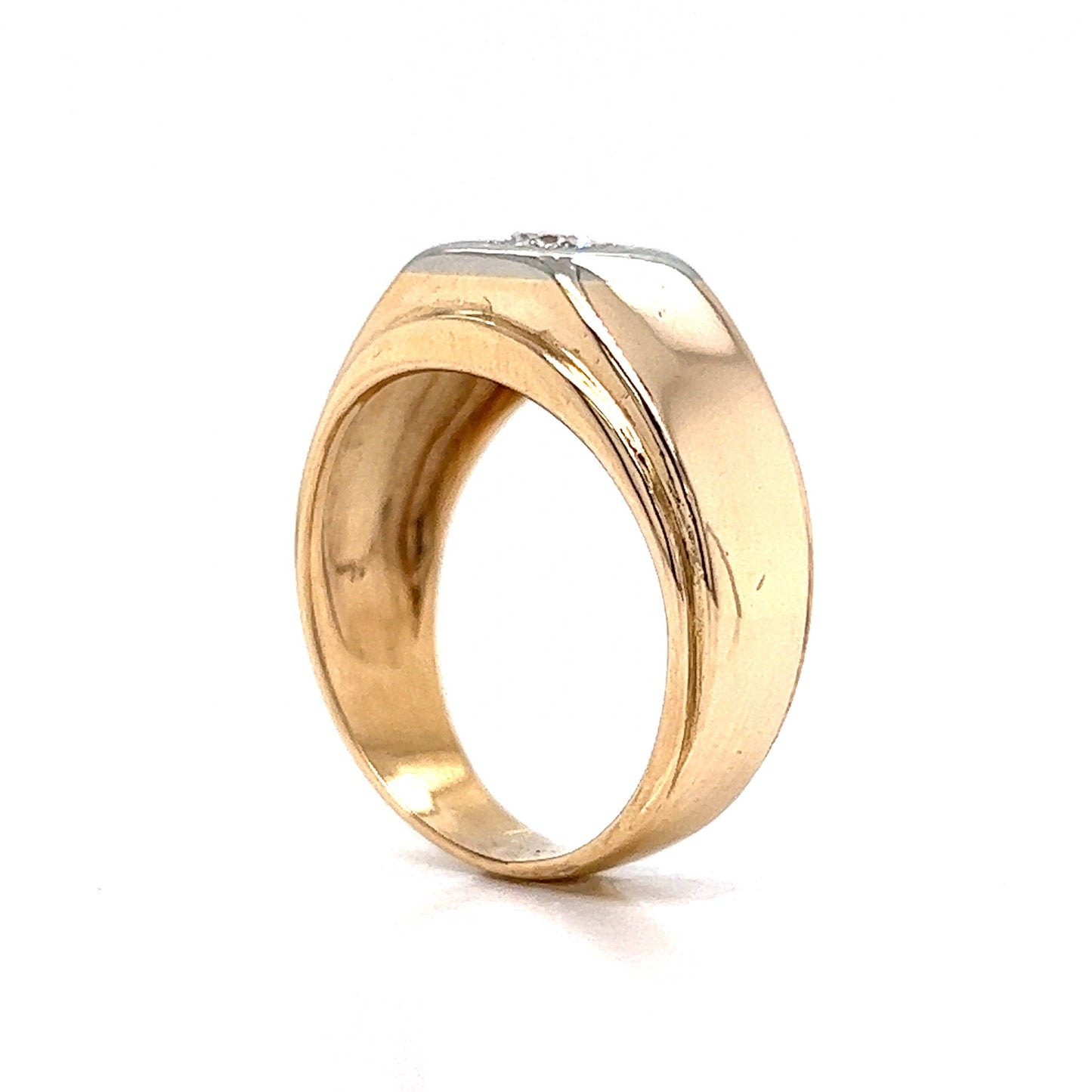 Mid-Century Men's Diamond Ring in 14k Yellow Gold