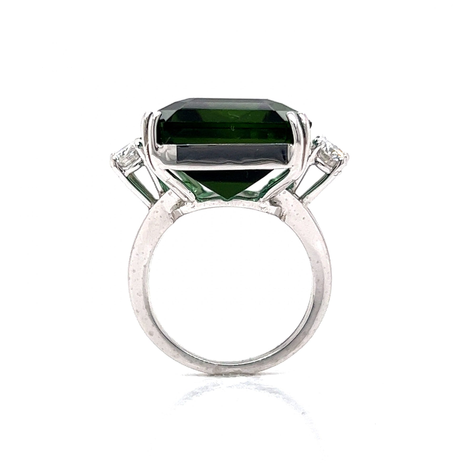 Green Tourmaline & Diamond Cocktail Ring in Platinum