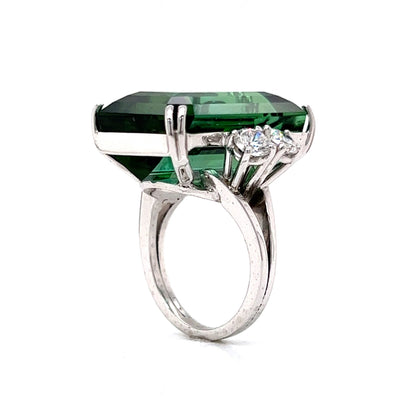 Green Tourmaline & Diamond Cocktail Ring in Platinum