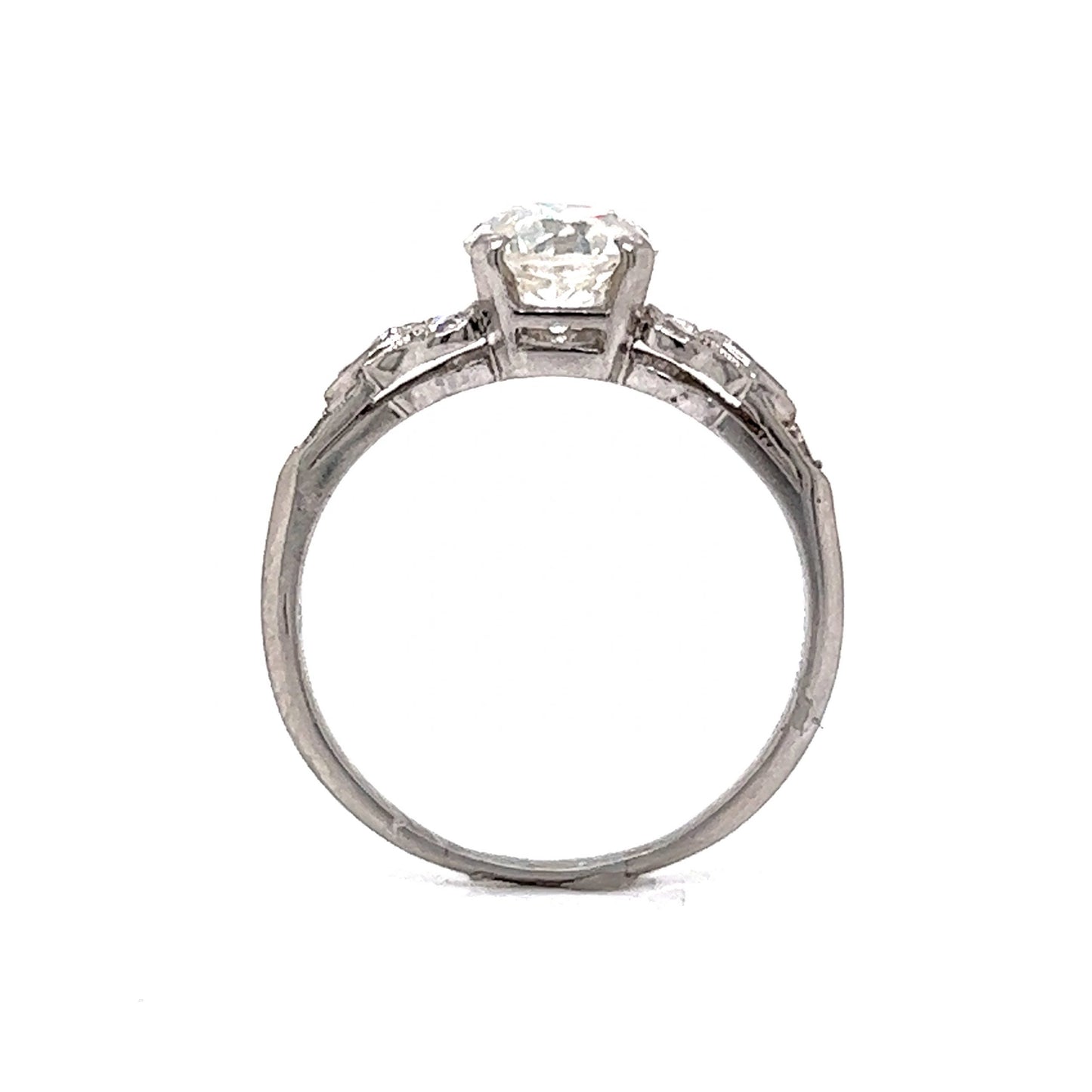 1.08 Antique Art Deco Diamond Engagement Ring in Platinum
