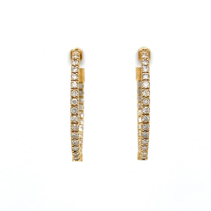 1.20 Diamond Oval Hoop Earrings in 14k Yellow Gold