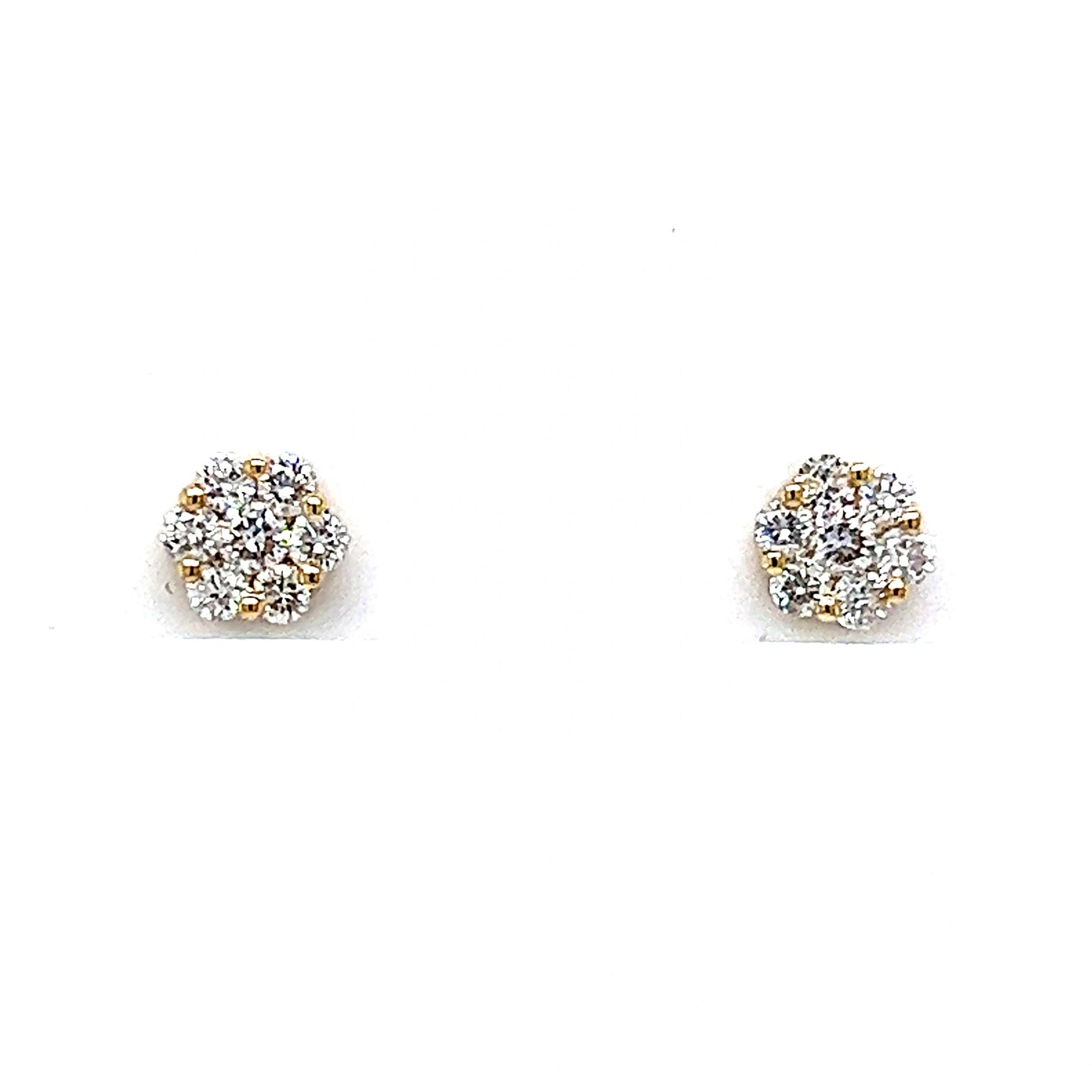 14K Yellow Gold Large Diamond Cluster Earrings Studs for Men & Women 5  Carat Look