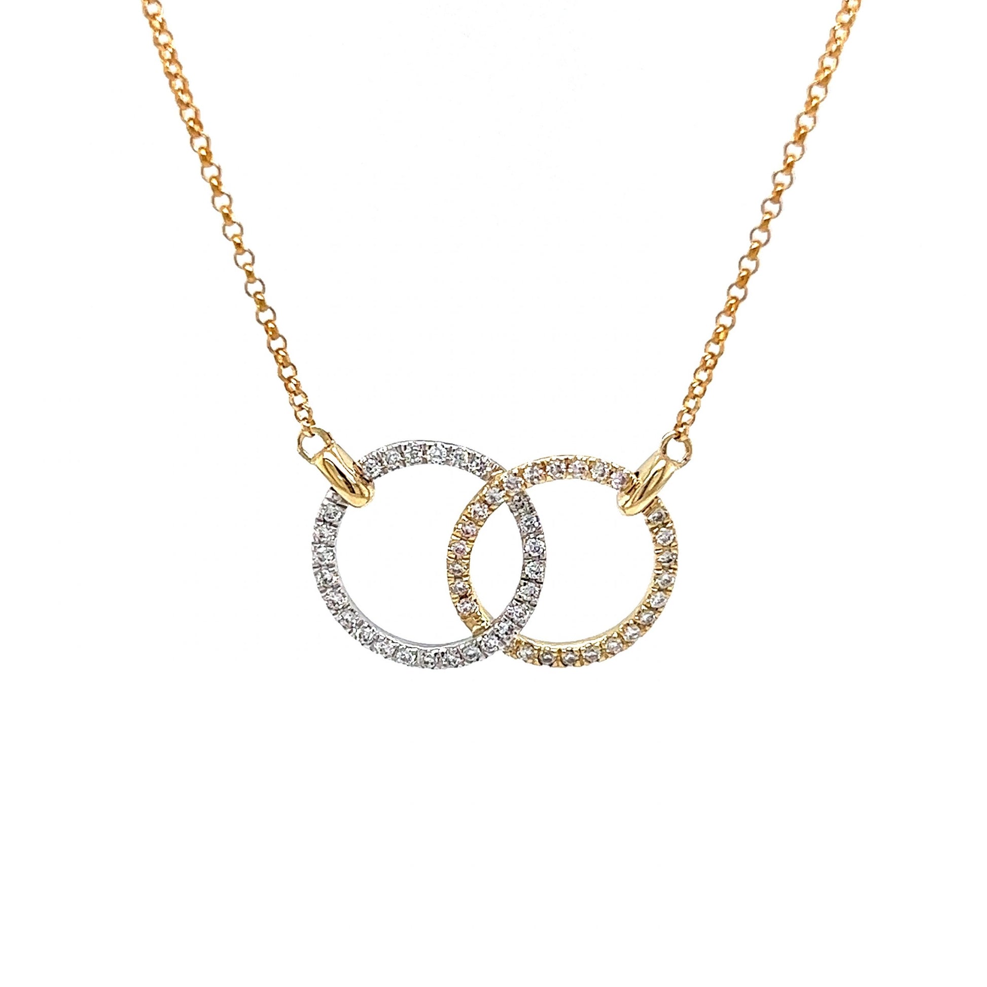 Pave Diamond Unity Pendant Necklace in 14k Yellow Gold