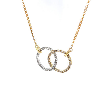 Pave Diamond Unity Pendant Necklace in 14k Yellow Gold