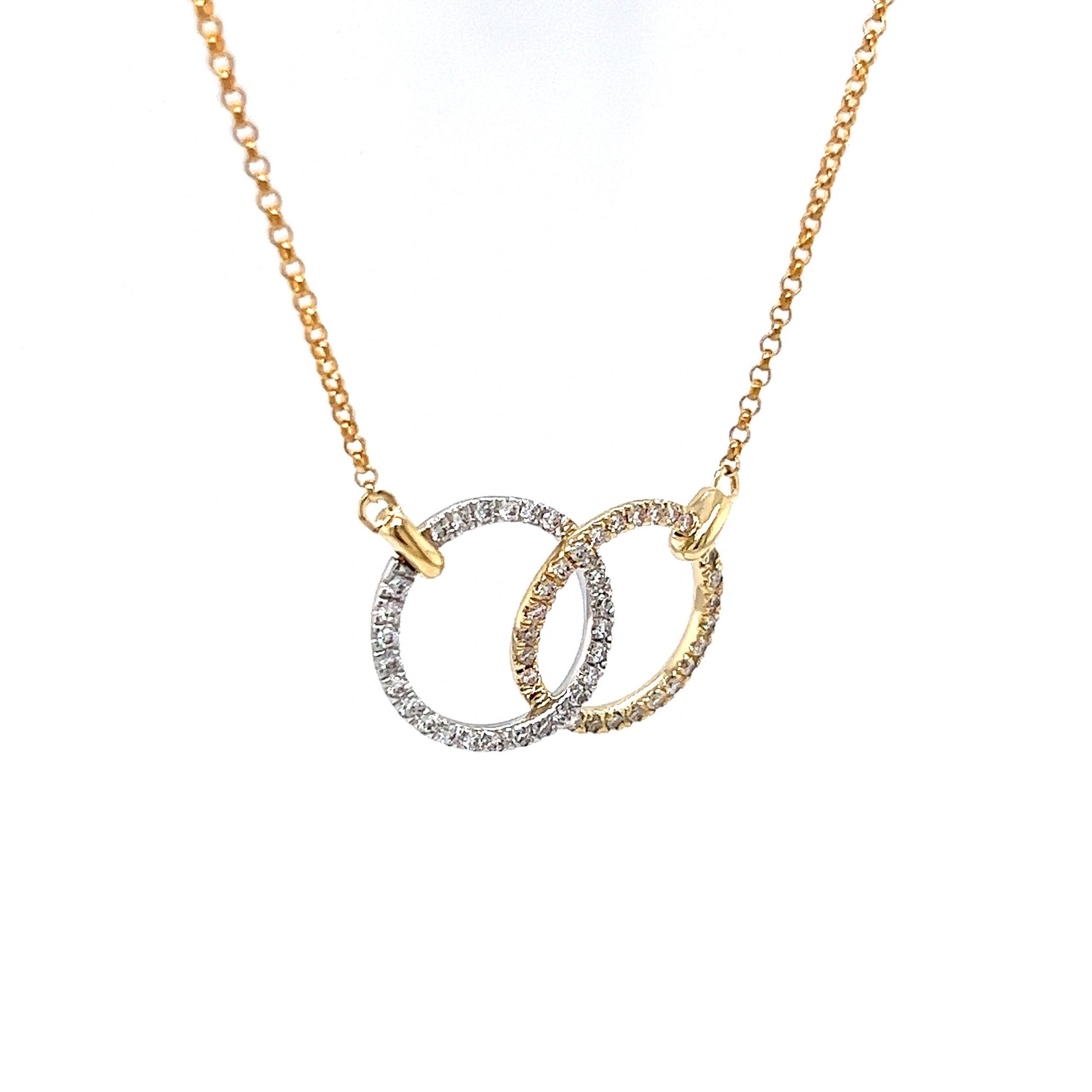 Pave Diamond Unity Pendant Necklace in 14k Yellow Gold