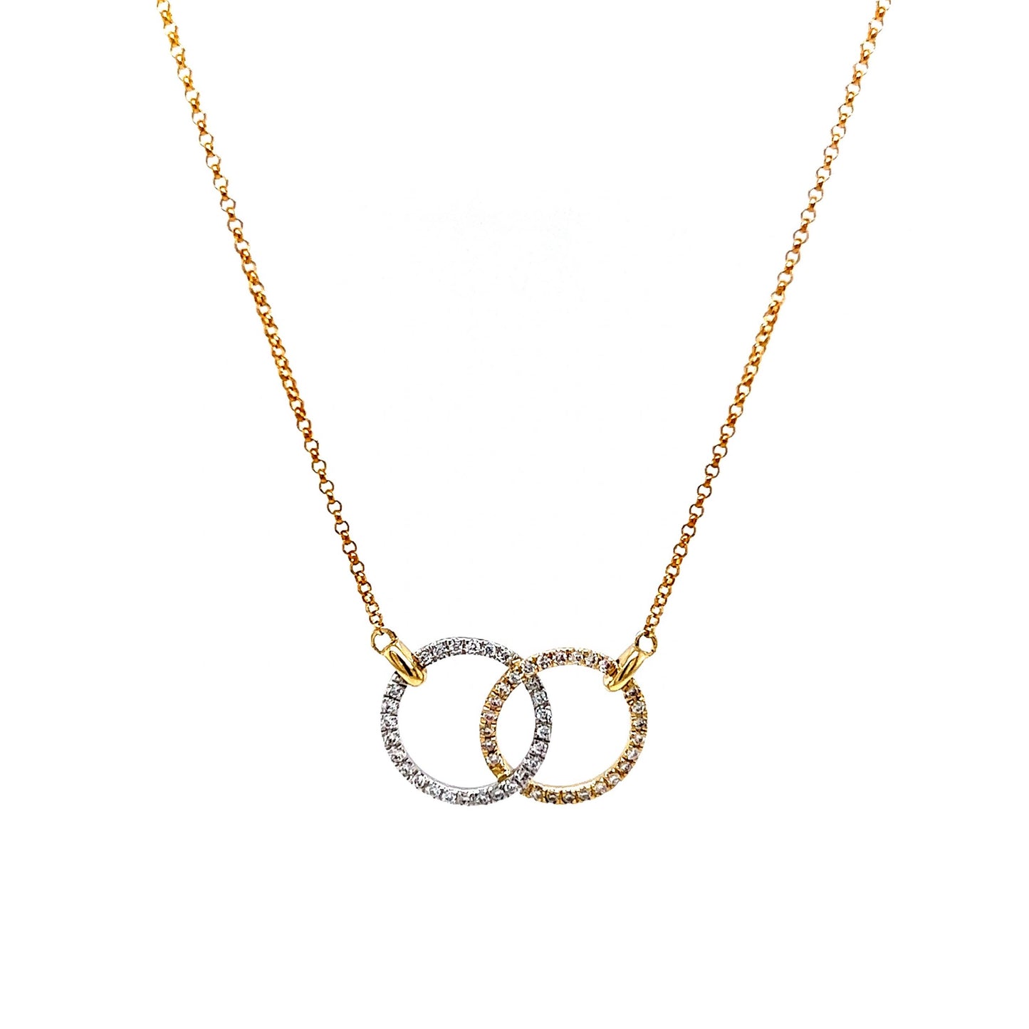 Pave Diamond Unity Pendant Necklace in 14k Yellow Gold