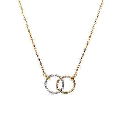 Pave Diamond Unity Pendant Necklace in 14k Yellow Gold