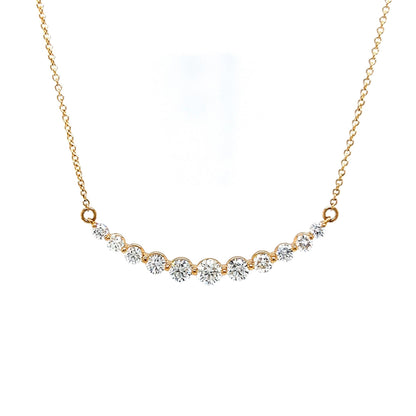 Curved Round Brilliant Diamond Necklace in 14k Yellow Gold