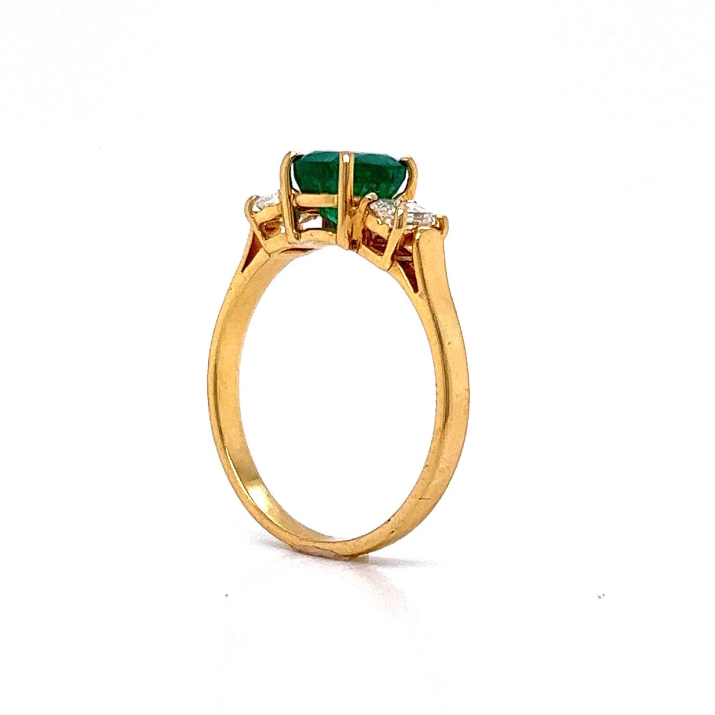 Cushion Cut Emerald & Diamond Ring in 18k Yellow Gold
