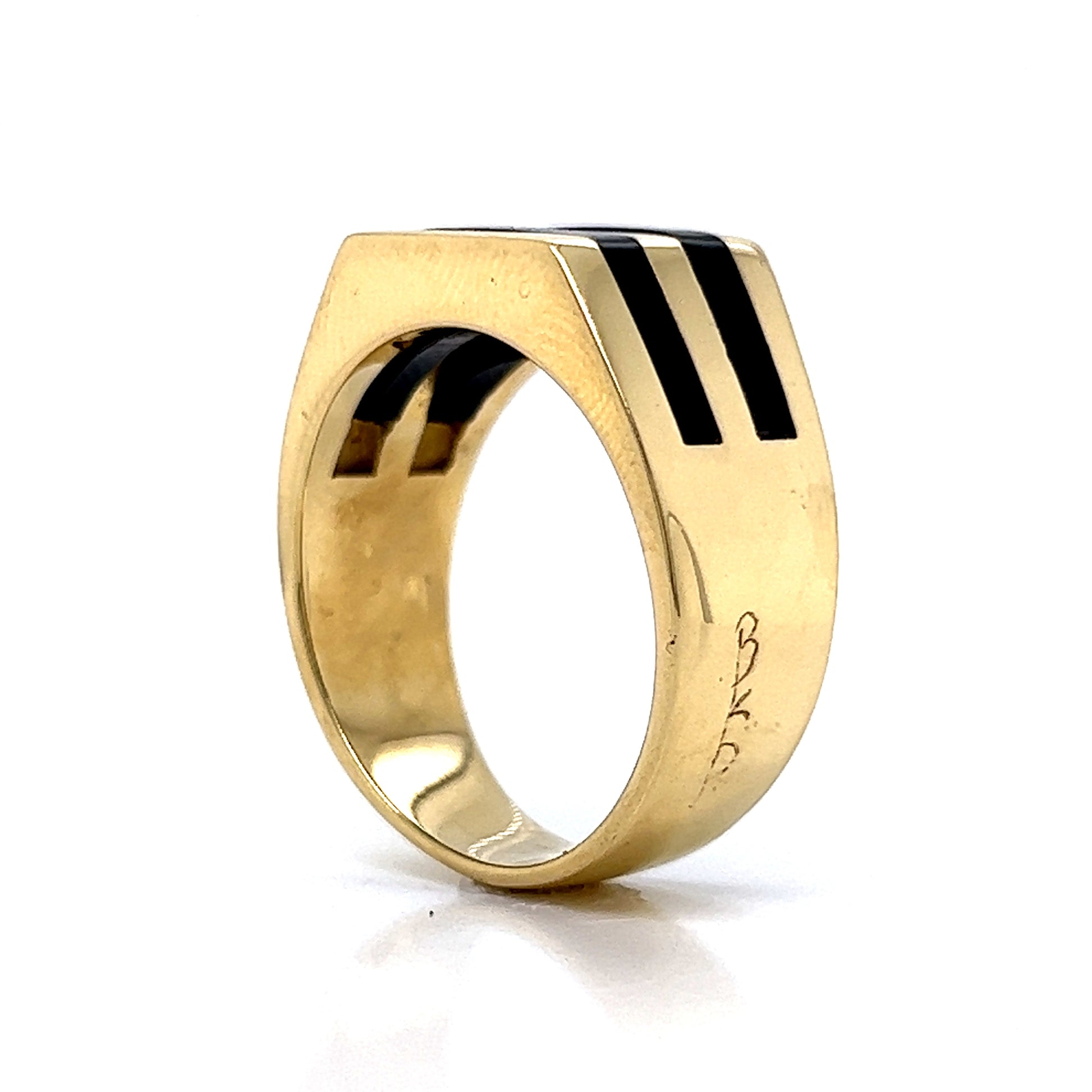 Men's Geometric Black Onyx Ring in 18k Yellow Gold