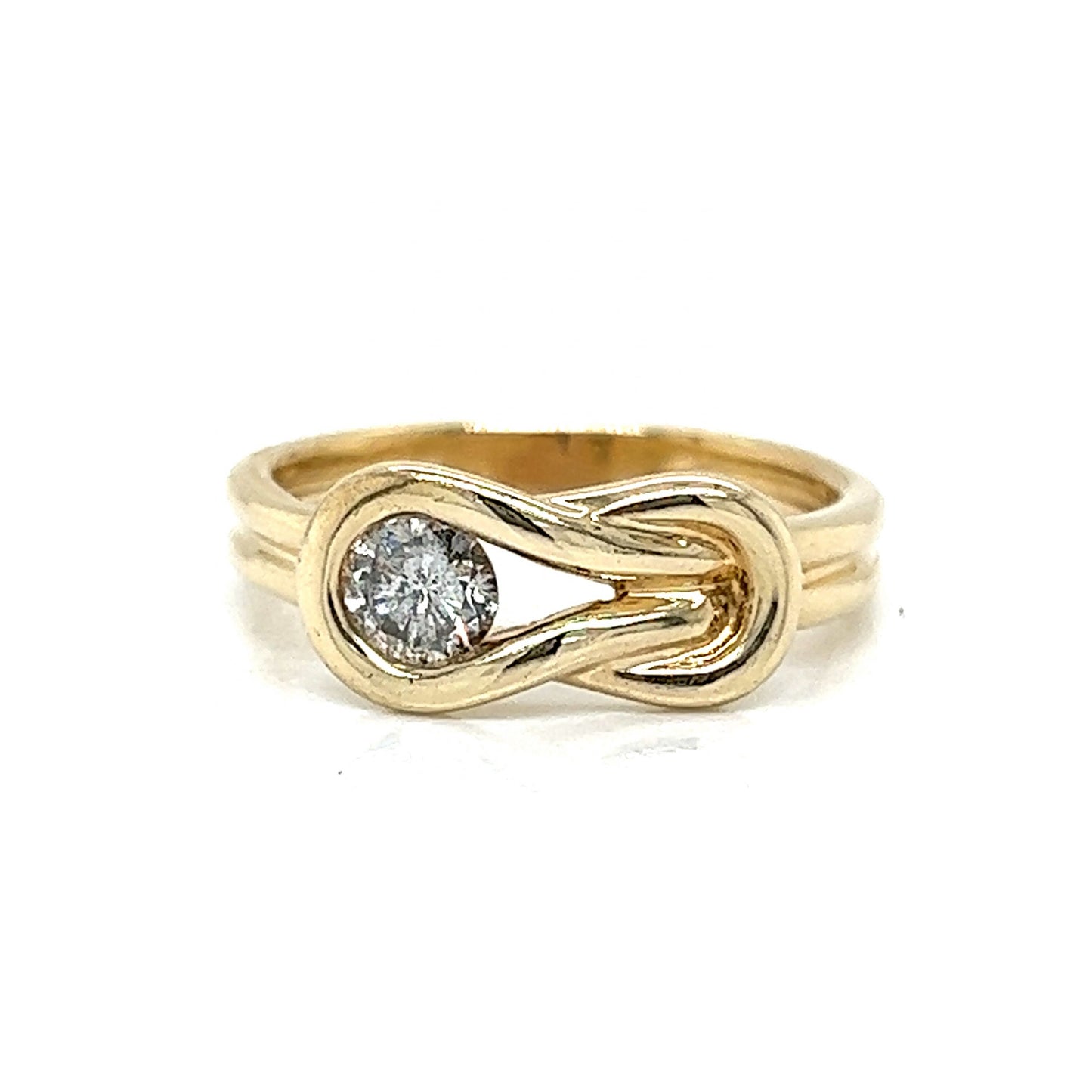 Knotted Diamond Stacking Ring in 14k Yellow Gold