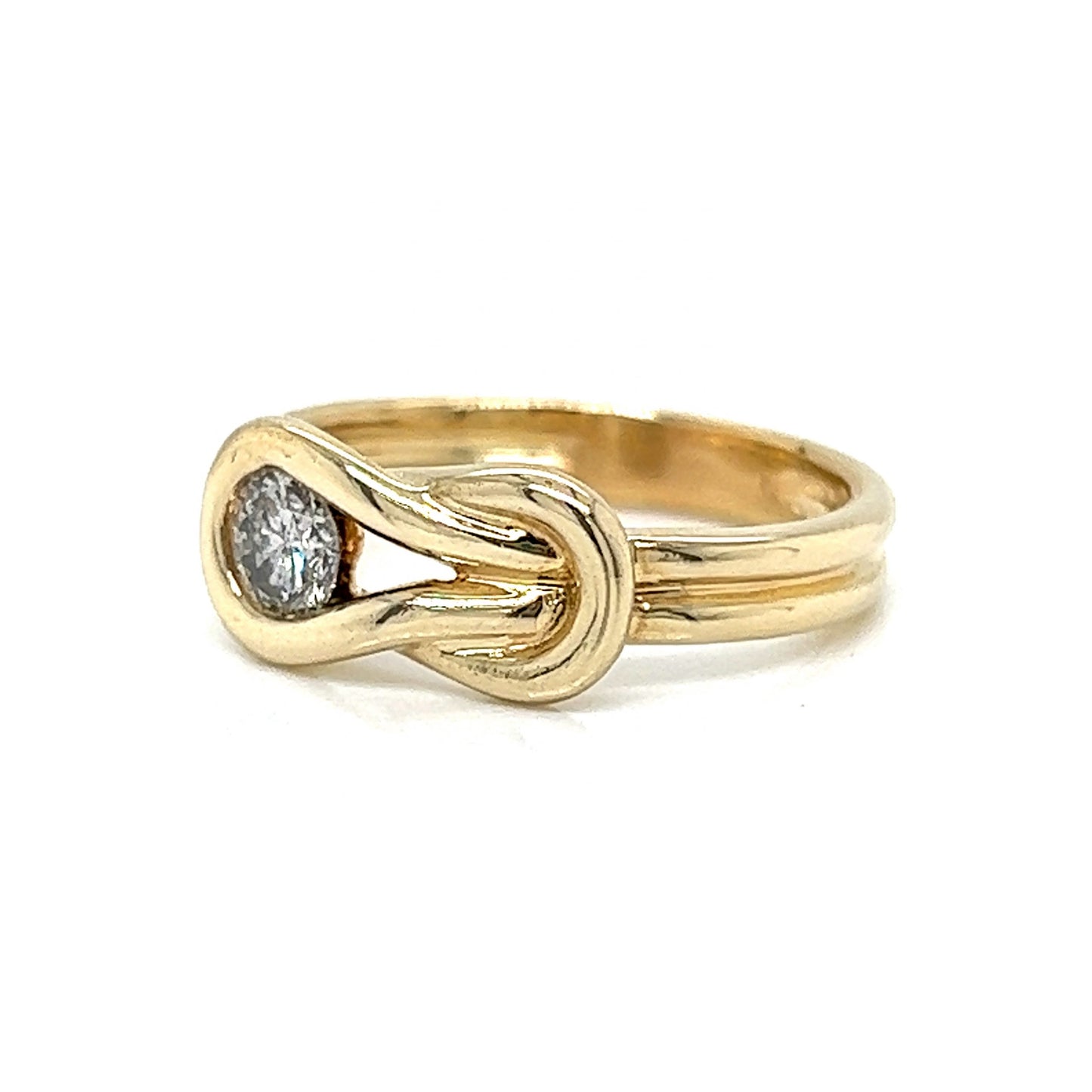 Knotted Diamond Stacking Ring in 14k Yellow Gold