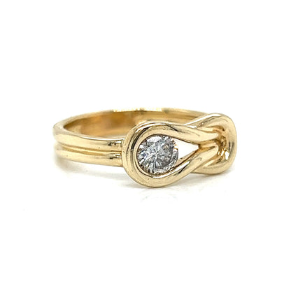 Knotted Diamond Stacking Ring in 14k Yellow Gold