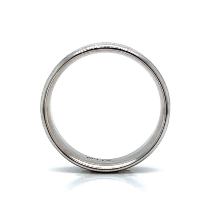 Men's Textured Flat Edge Wedding Band in 14k White Gold