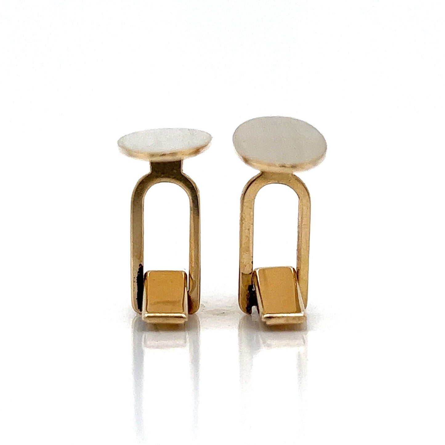 Brushed Finish Oval Cufflinks in 14k Yellow Gold