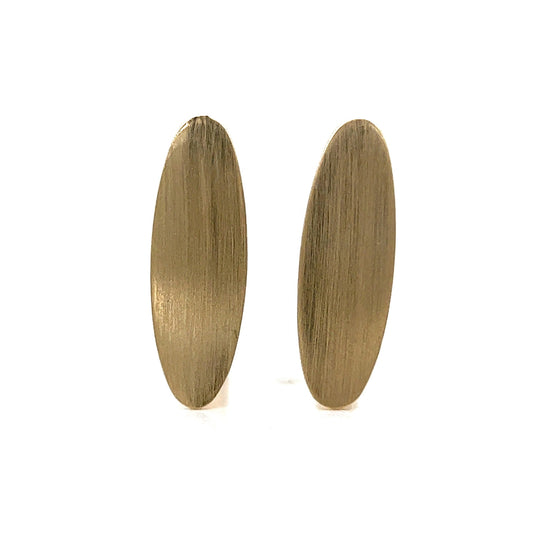 Brushed Finish Oval Cufflinks in 14k Yellow Gold