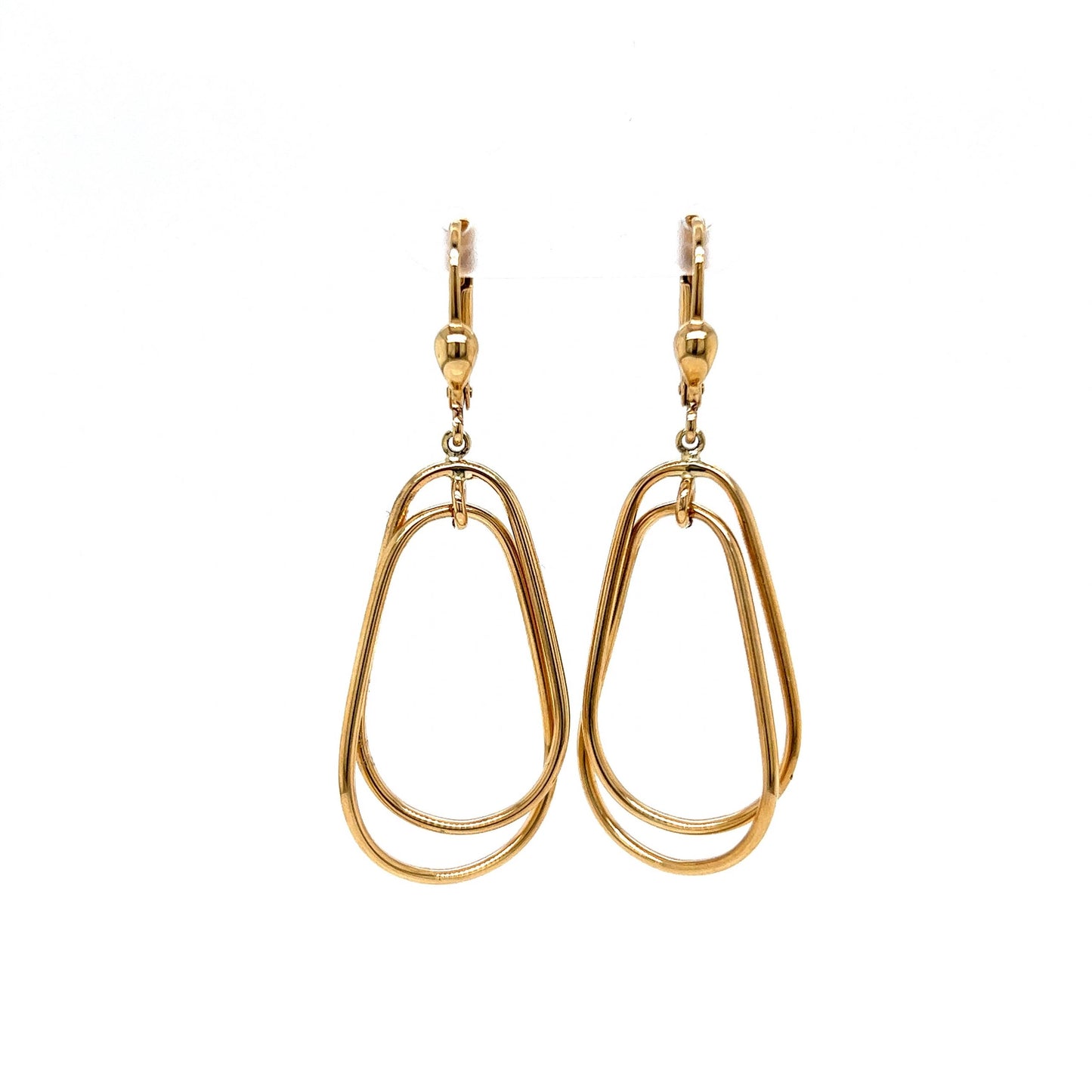 Doubled Up Geometric Drop Earrings in 14k Yellow Gold