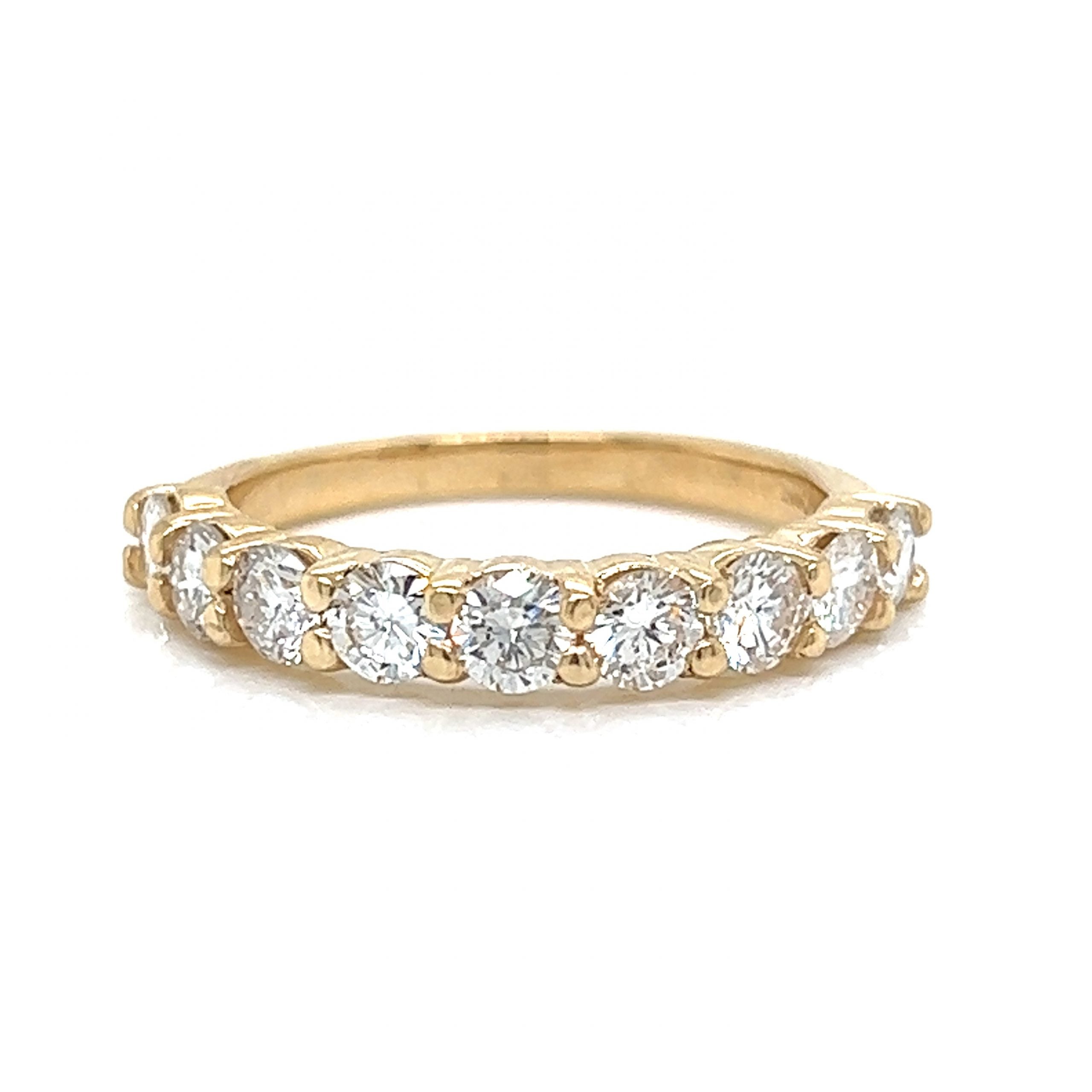 1.00 Diamond Half Eternity Wedding Band in 14k Yellow Gold