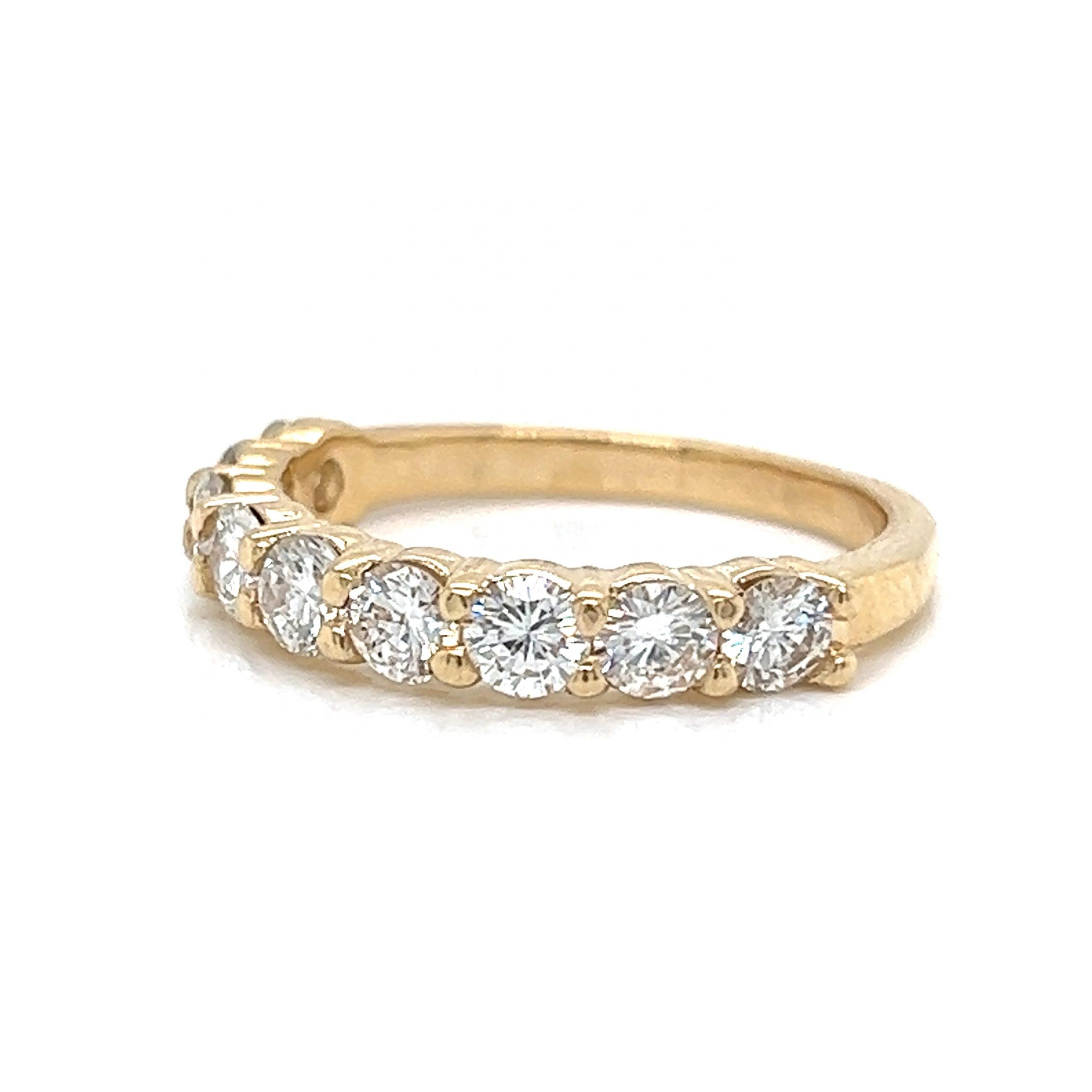 1.00 Diamond Half Eternity Wedding Band in 14k Yellow Gold