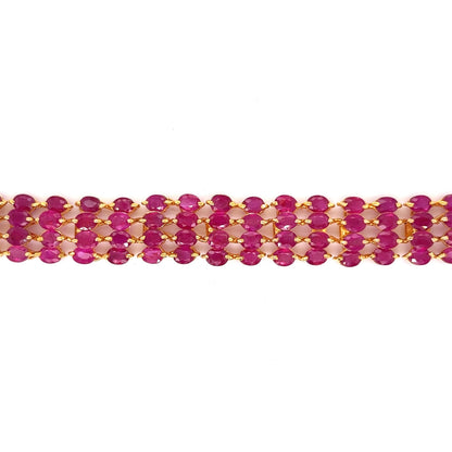 Four Row Oval Cut Ruby Bracelet in 20k Yellow Gold