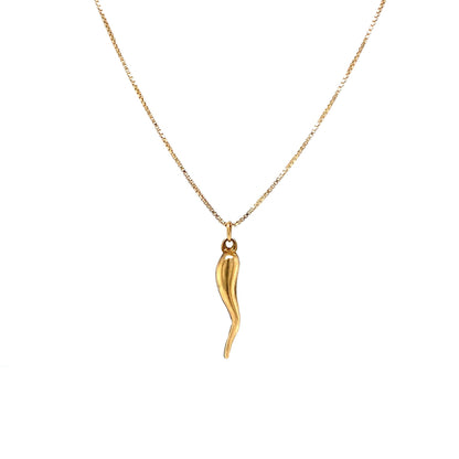 Adjustable Length Cornicello Pendant Necklace in 14k Yellow Gold