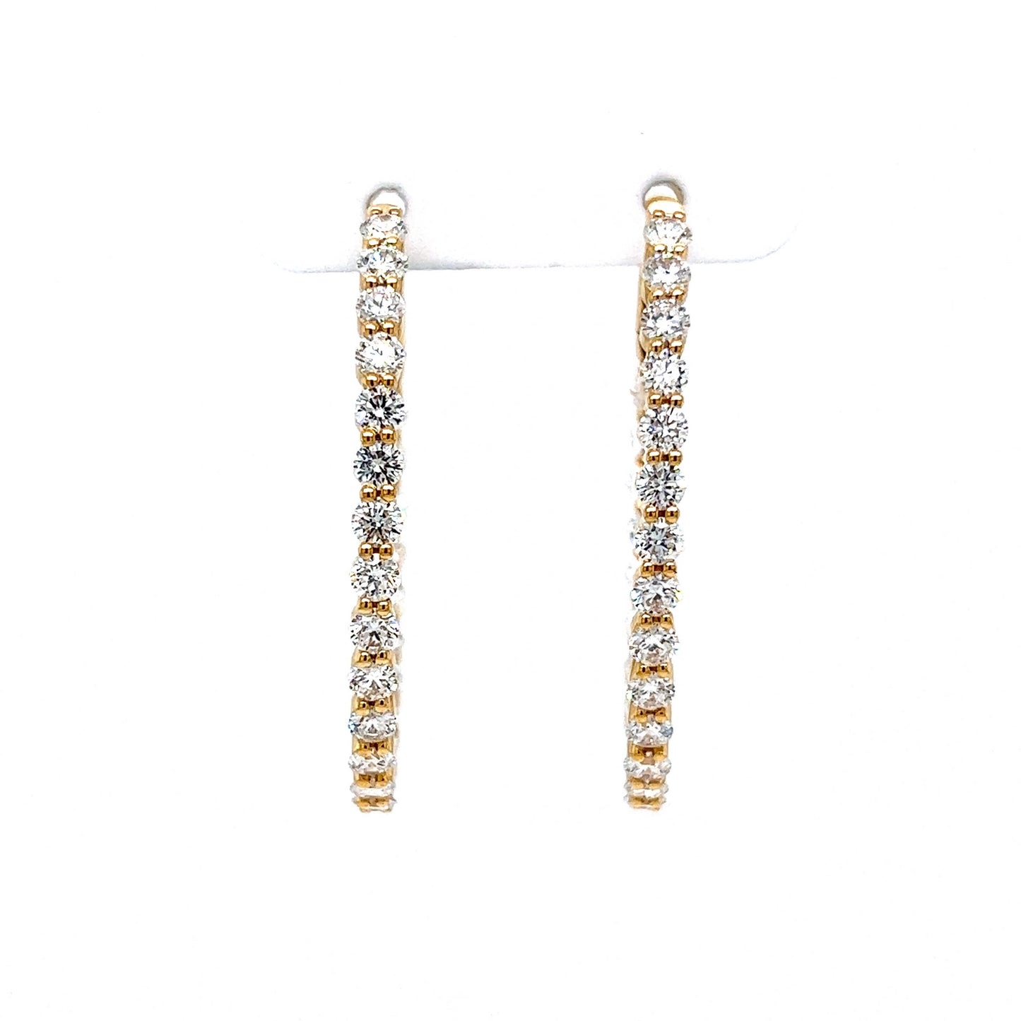 4.05 Diamond Oval Hoop Earrings in 18k Yellow Gold