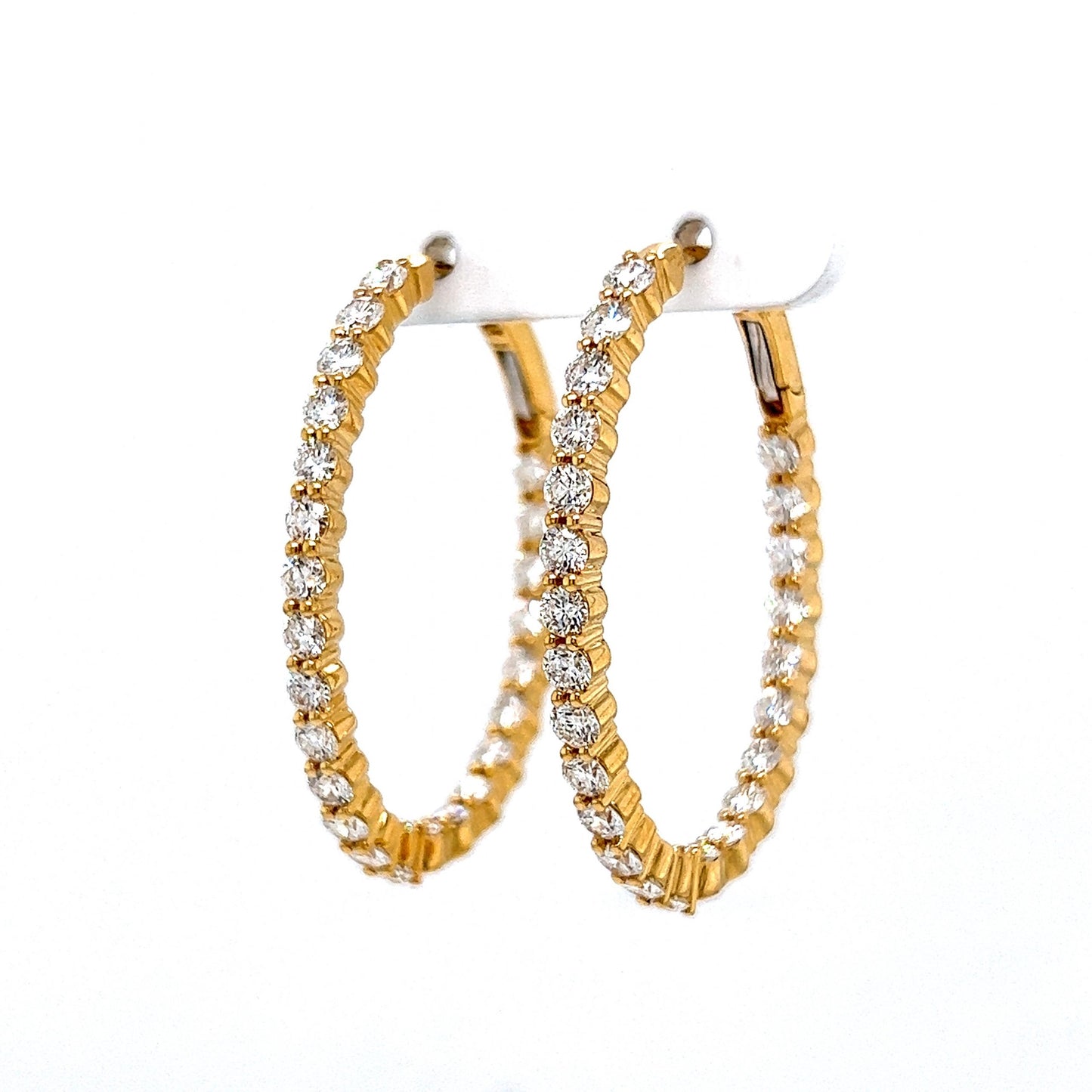 4.05 Diamond Oval Hoop Earrings in 18k Yellow Gold