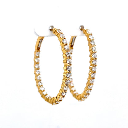 4.05 Diamond Oval Hoop Earrings in 18k Yellow Gold