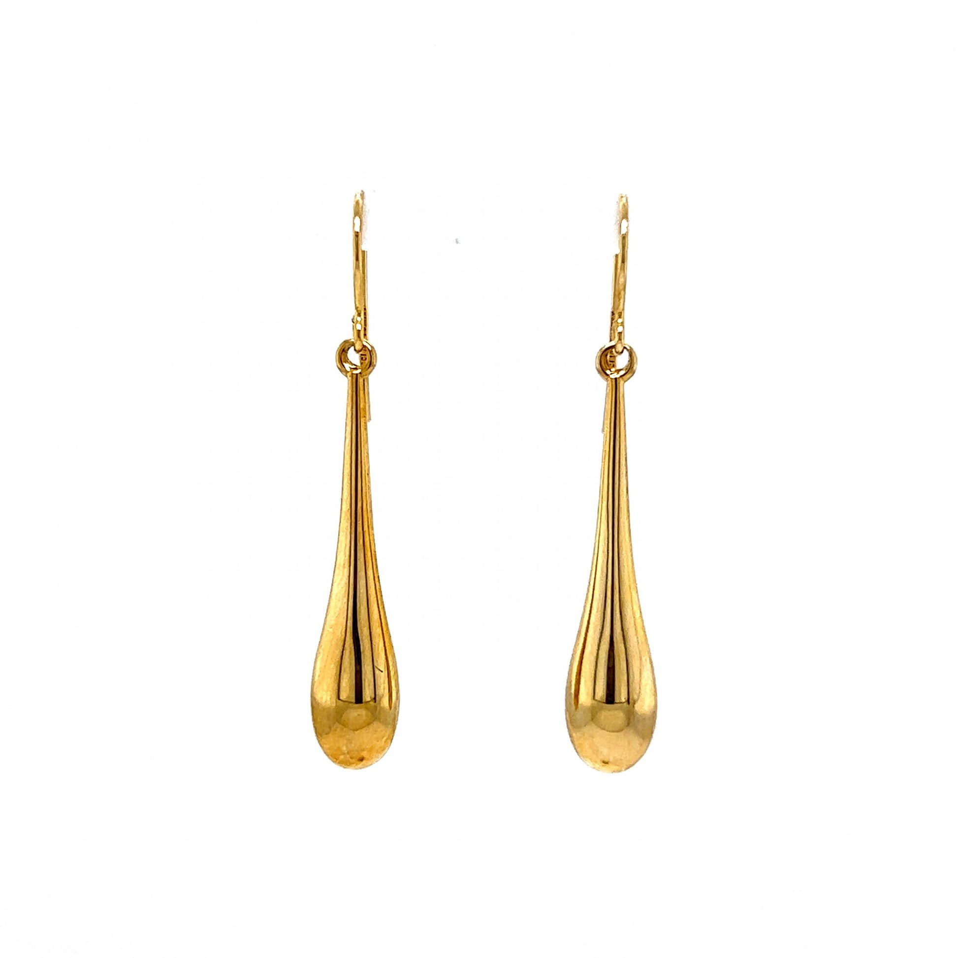 Elongated Raindrop Earrings in 10k Yellow Gold