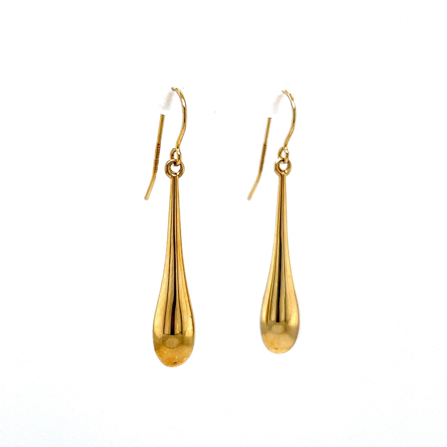 Elongated Raindrop Earrings in 10k Yellow Gold