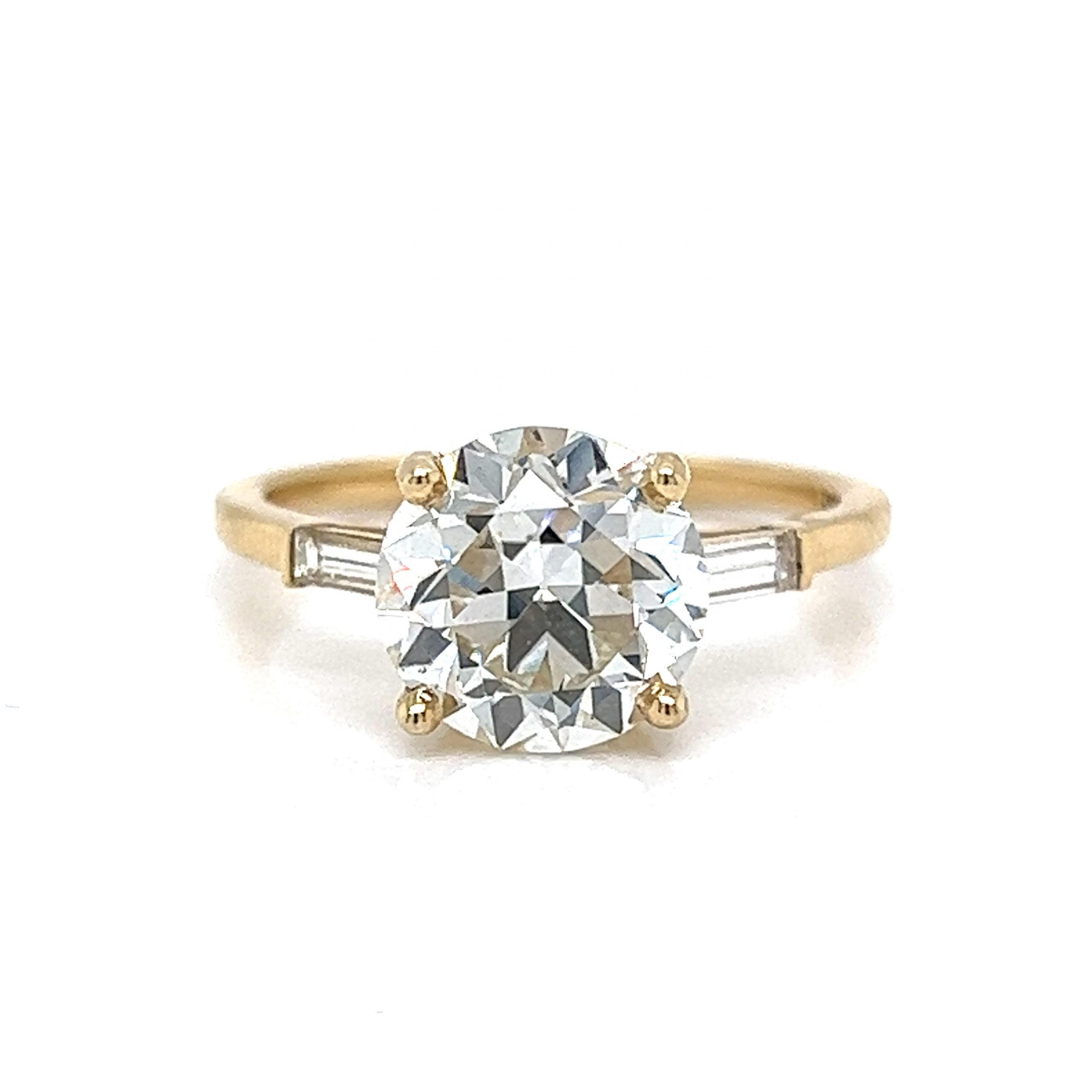 2.61 Round Brilliant Diamond Engagement Ring in 14k Gold