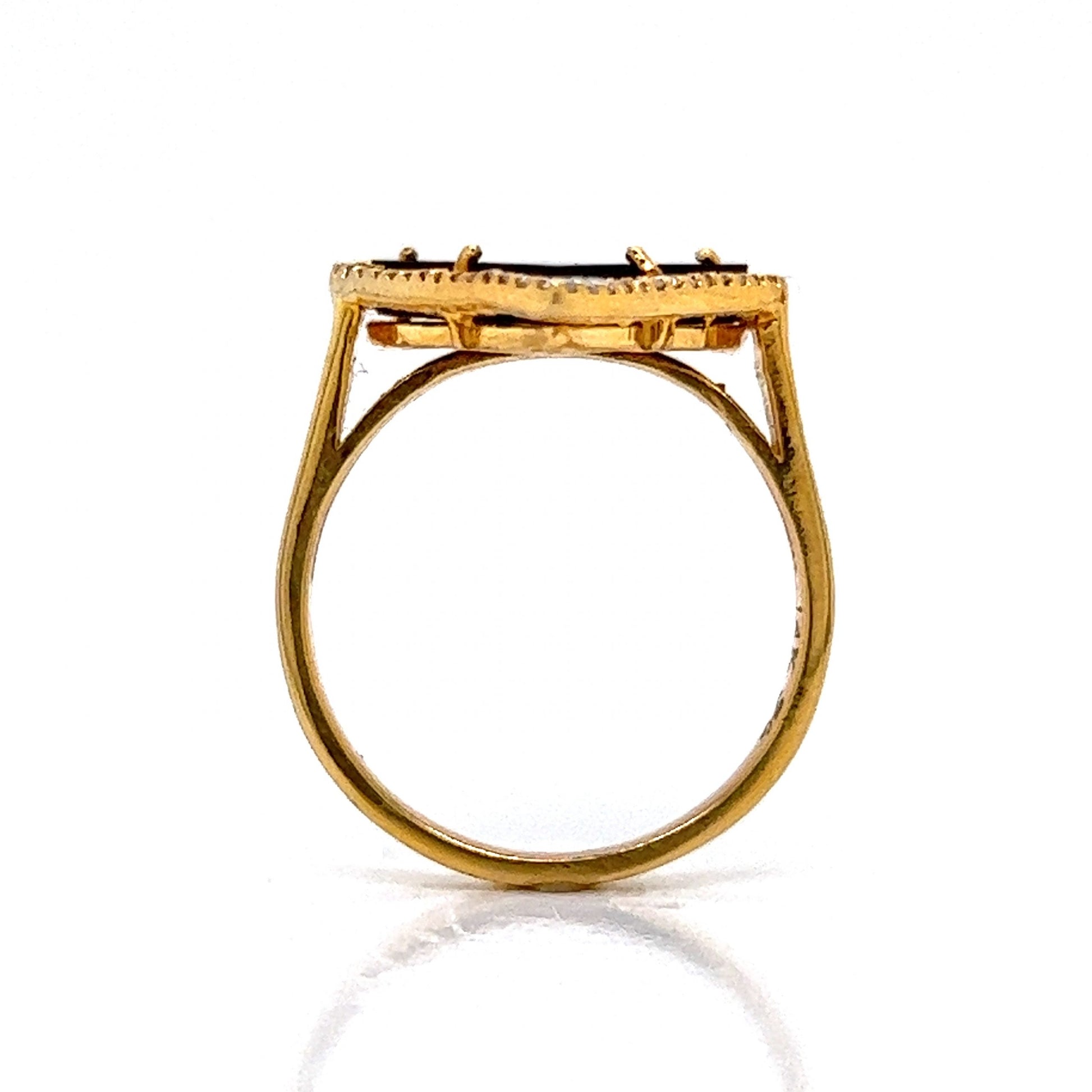 Heart Shaped Onyx & Diamond Cocktail Ring in 14k Yellow Gold
