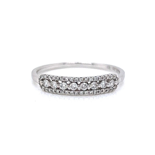 Delicate Pave Diamond Stacking Ring in 18k White Gold