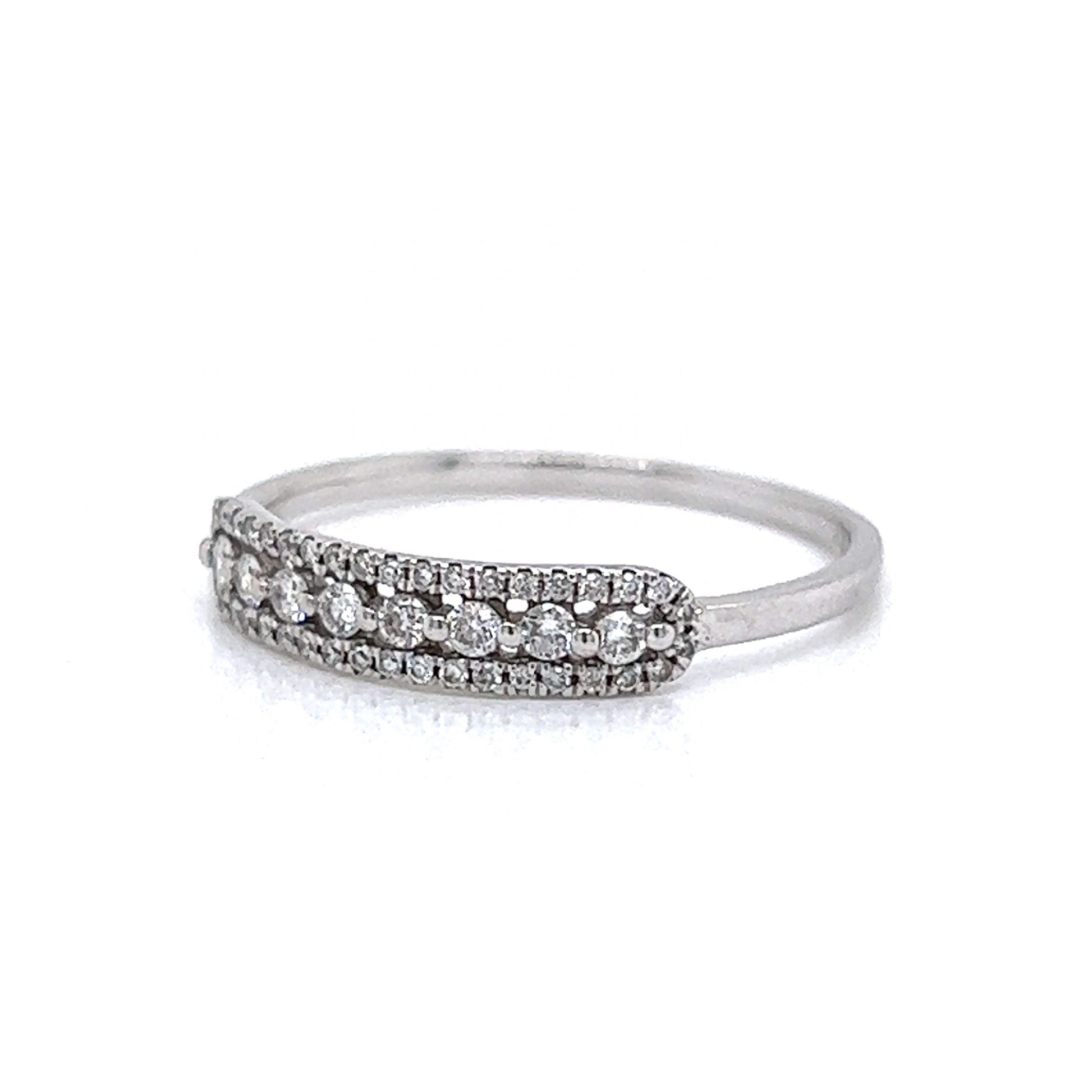 Delicate Pave Diamond Stacking Ring in 18k White Gold