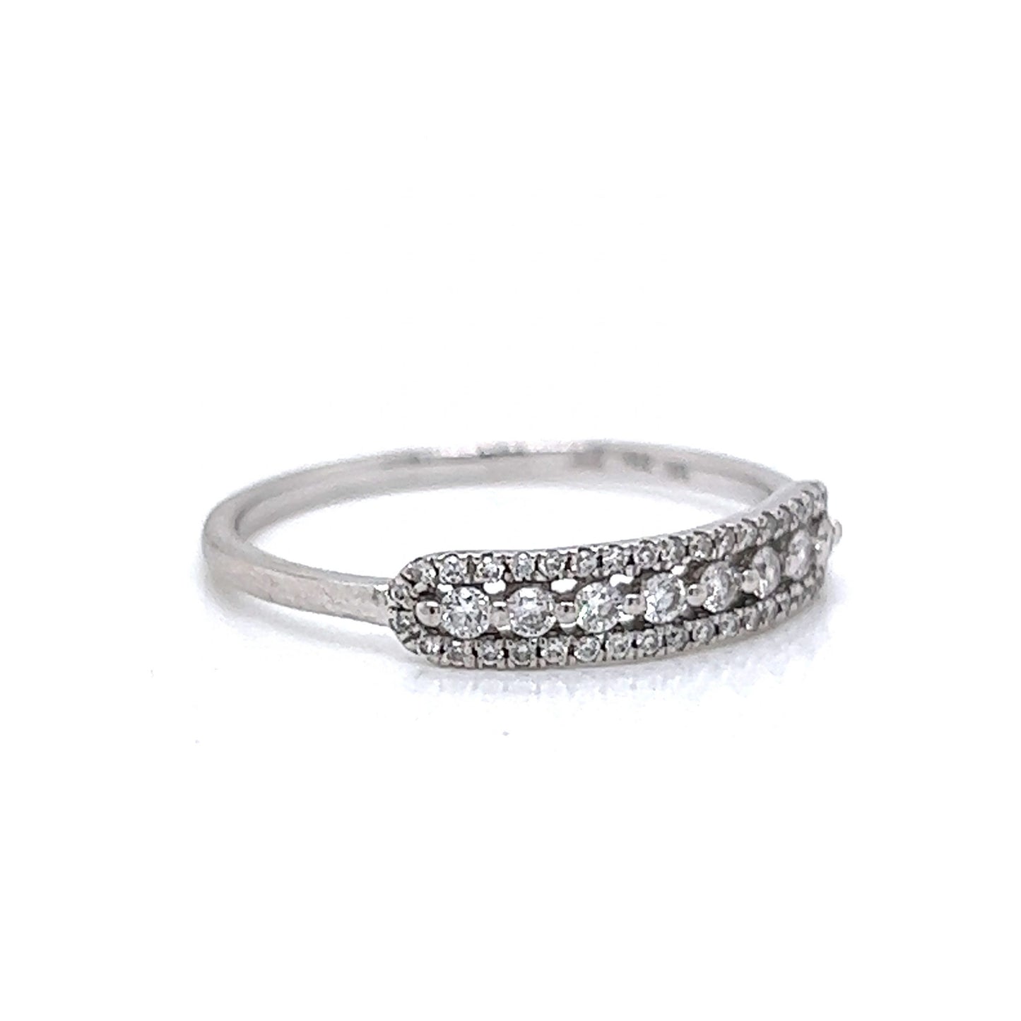 Delicate Pave Diamond Stacking Ring in 18k White Gold