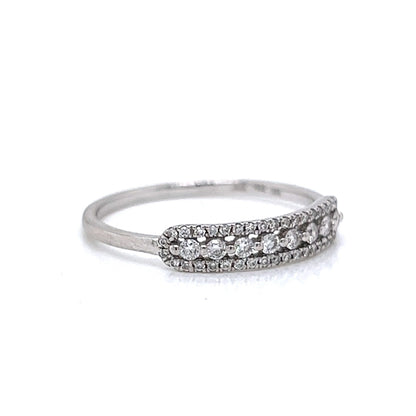 Delicate Pave Diamond Stacking Ring in 18k White Gold