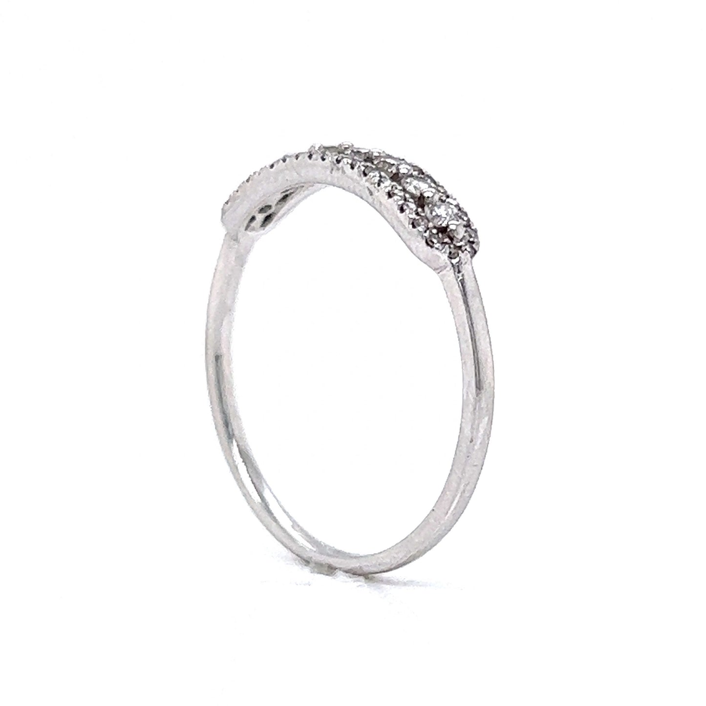 Delicate Pave Diamond Stacking Ring in 18k White Gold