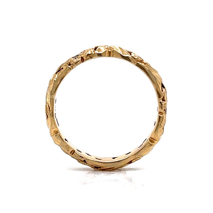 Vintage Floral Diamond Eternity Wedding Band in 18k Yellow Gold