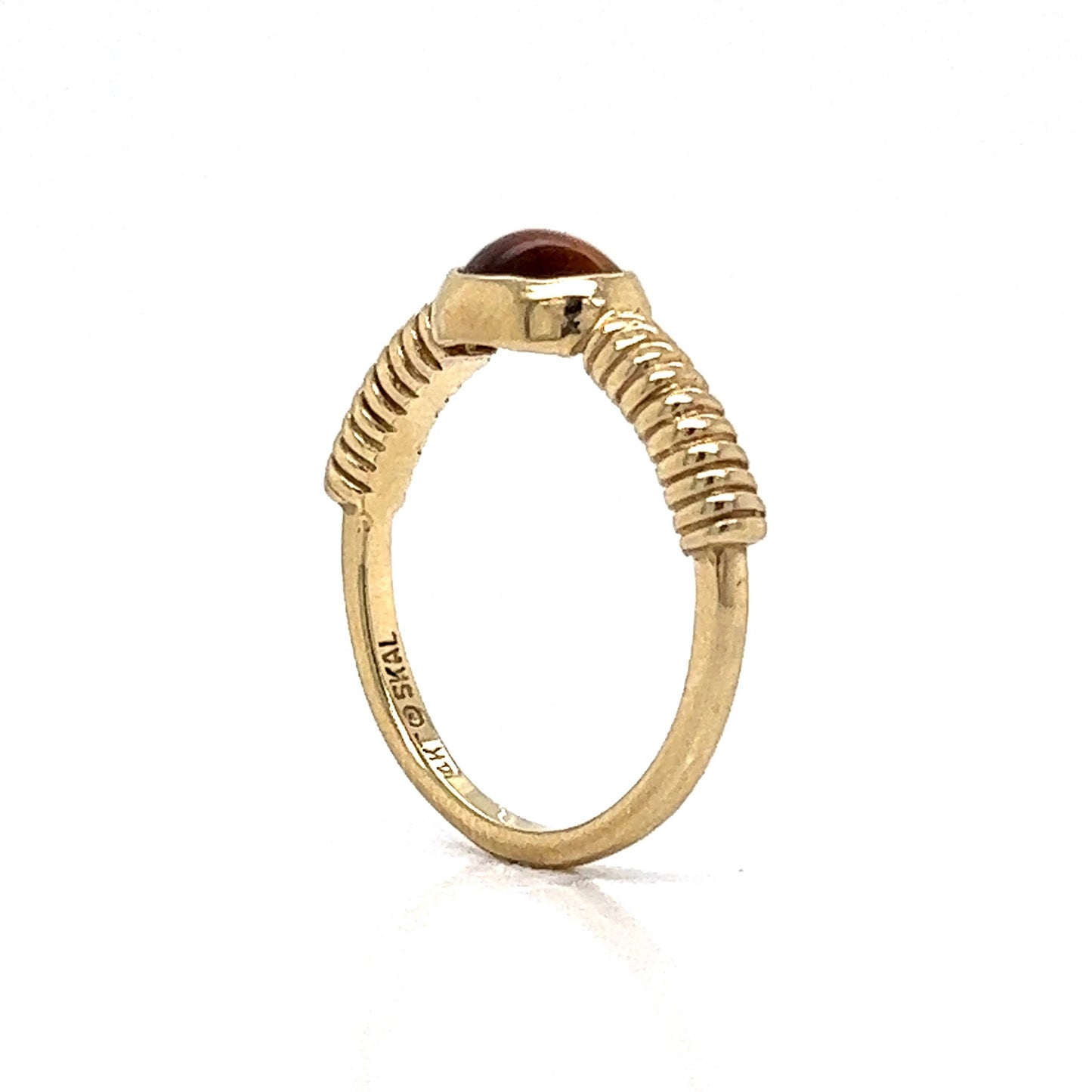 Oval Tiger's Eye Stacking Ring in 14k Yellow Gold